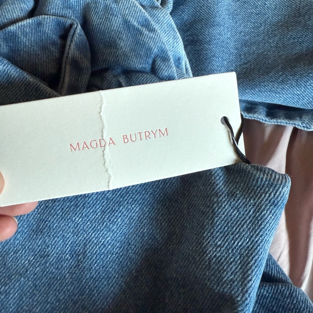 Magda Butrym Blue Denim Mini Skirt with Floral Detail - Picture 5 of 6